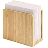 Bamboo Napkin Holder for Tables, Wooden Freestanding Tabletop Tissue Dispenser for Kitchen, Dining Room, Party, Outdoor, Holds 5.5x5.5 or Larger Napkins for Home, Restaurant, Hotel, 1 Pack