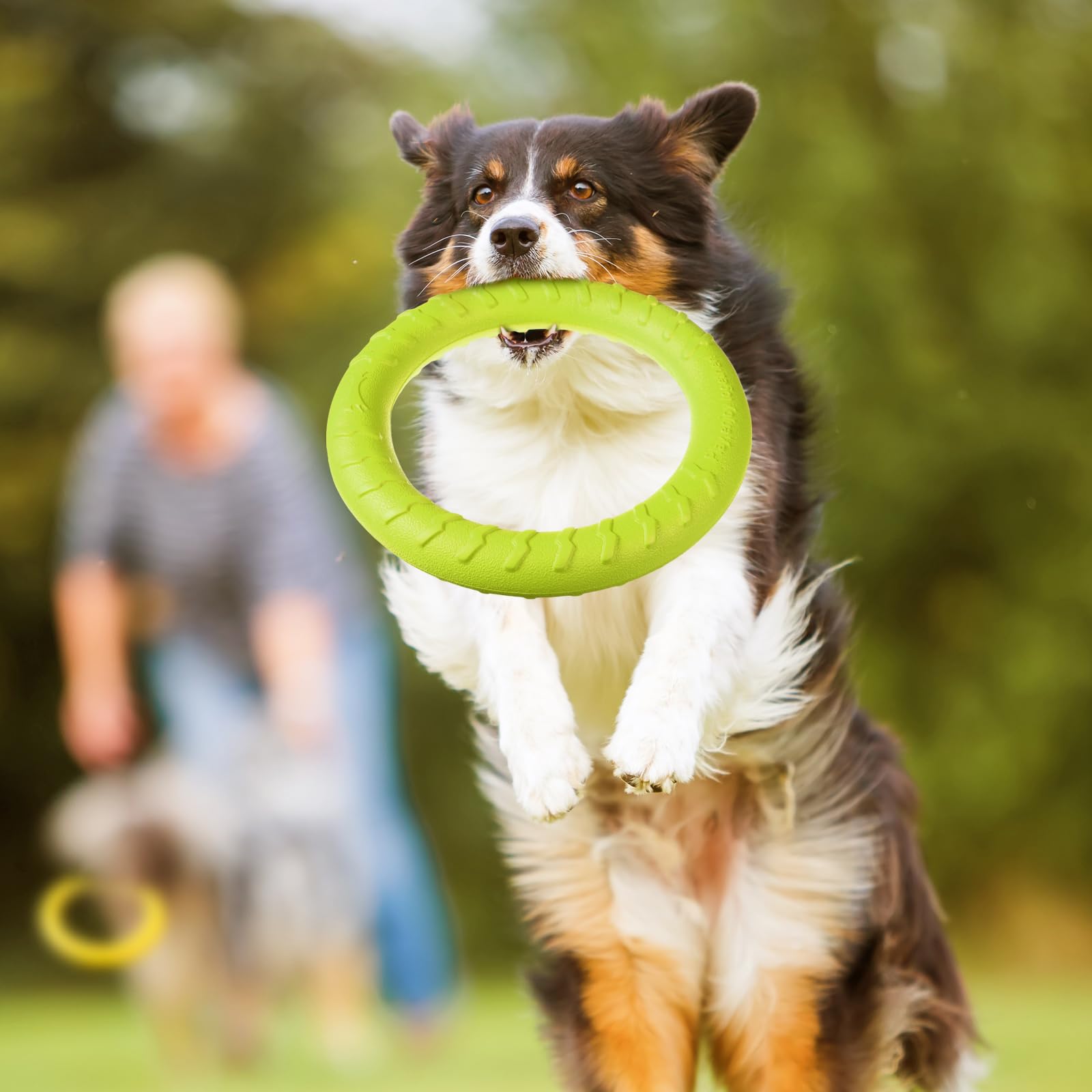 Jenaai Hundespielzeug, Hundetrainingsring für den Außenbereich, aggressives langlebiges Kauspielzeug, Apportierspielzeug, fliegende Scheibe, schwimmender Hundering für große, mittelgroße Hunde,