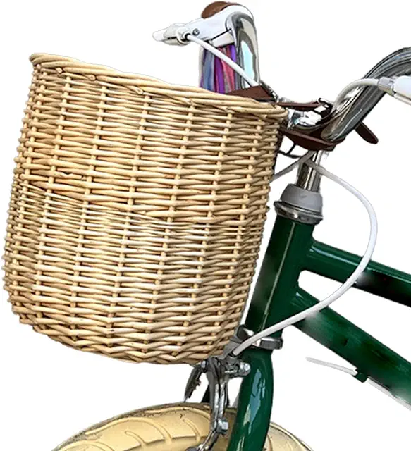 Panier en Osier pour Vélo Adulte - Tressé à la Main, Étanche avec Sangles en Cuir