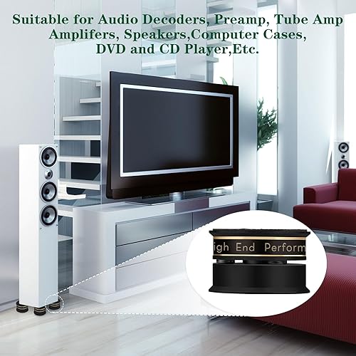 Miniatura 10 de Monosaudio Pies de aislamiento de audio, pies giratorios con bolas de acero inoxidable y diseño antideslizante para audio, altavoces, subwoofers,