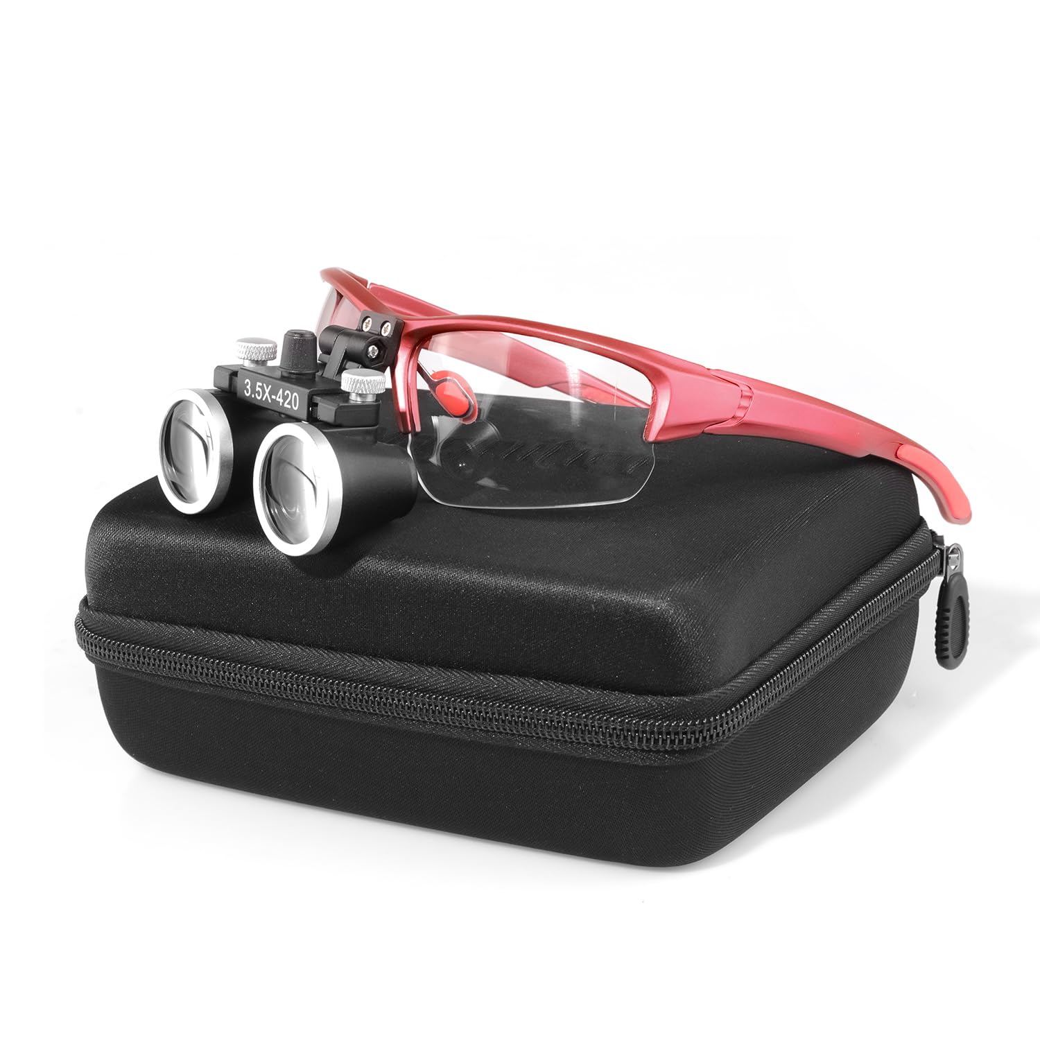 Tankredrug Magnifying Loupes 3.5X 420mm Binocular Optical Glasses Magnifier with Clip (Red)