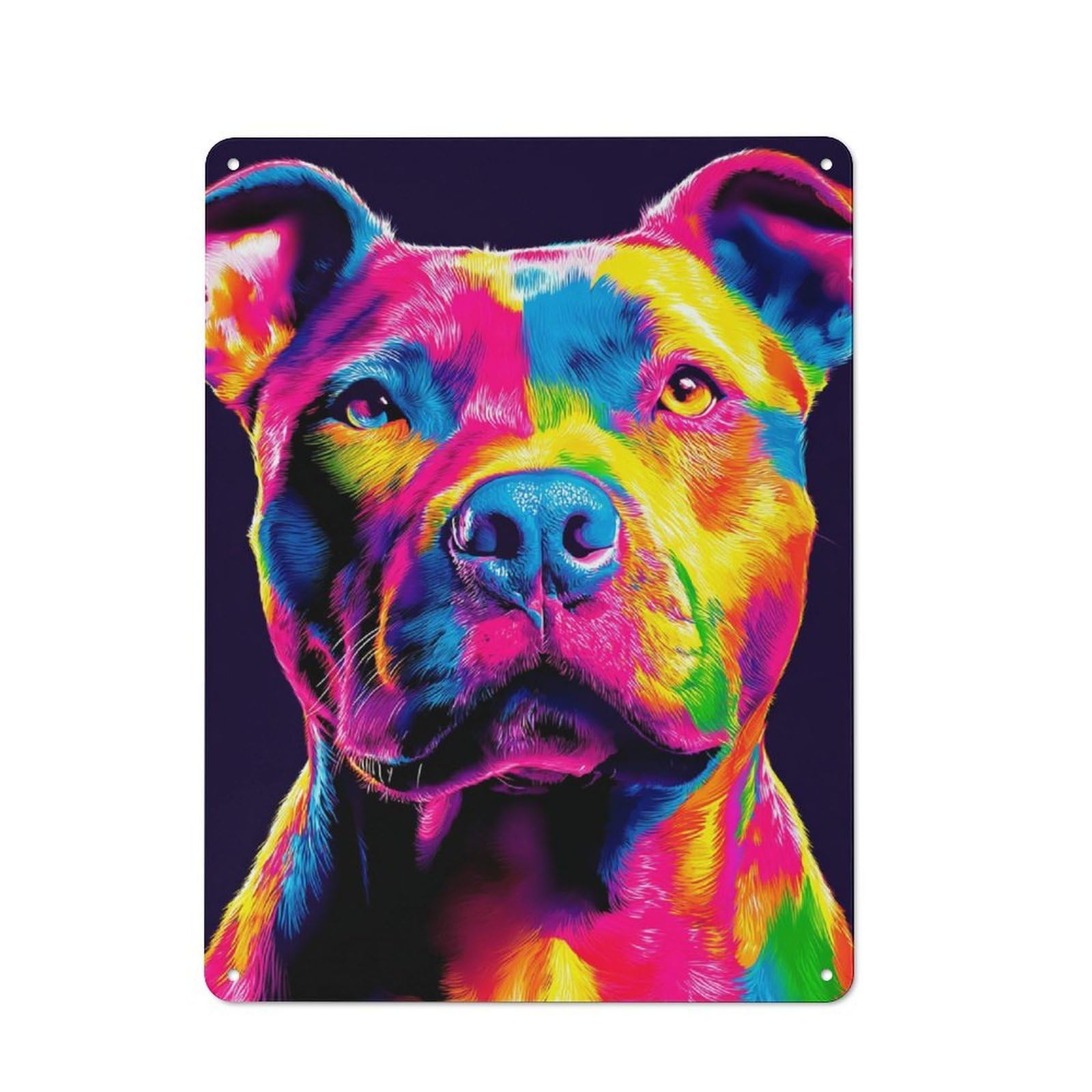 Junmoney Colorful Abstract Dog Portrait -6 Classic Metal Wall Decor 40X30cm, Decorative Metal Sign For Workspace, Cafe, Shop Or Desk Area