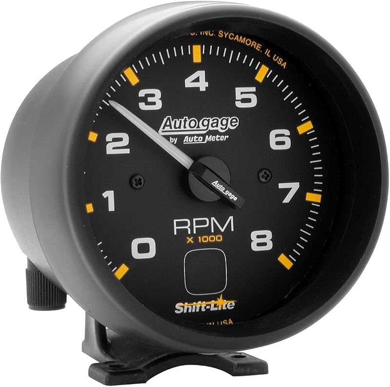 Tacômetro AUTO METER 2302 Autogage com Shift-Lite, mostrador e aro pretos – 3,75 cm