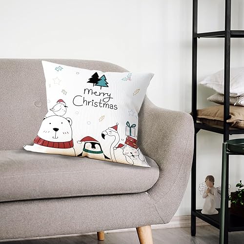 Miniatura 3 de Fundas de almohada navideñas de 18 x 18 pulgadas, decoración de Navidad, diseño de animales de invierno