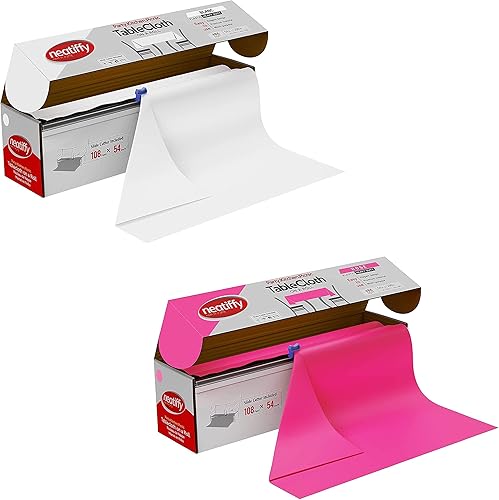 Neatiffy Rollo de mantel de plástico desechable | Mantel impermeable de 54 pulgadas x 108 pies | Mantel para mesas rectangulares, cuadradas,