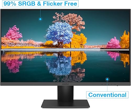 Miniatura 3 de KOORUI Monitor de computadora de negocios de 27 pulgadas, monitor de escritorio FHD 1080p 75Hz, bisel ultrafino para el cuidado de los ojos, puertos