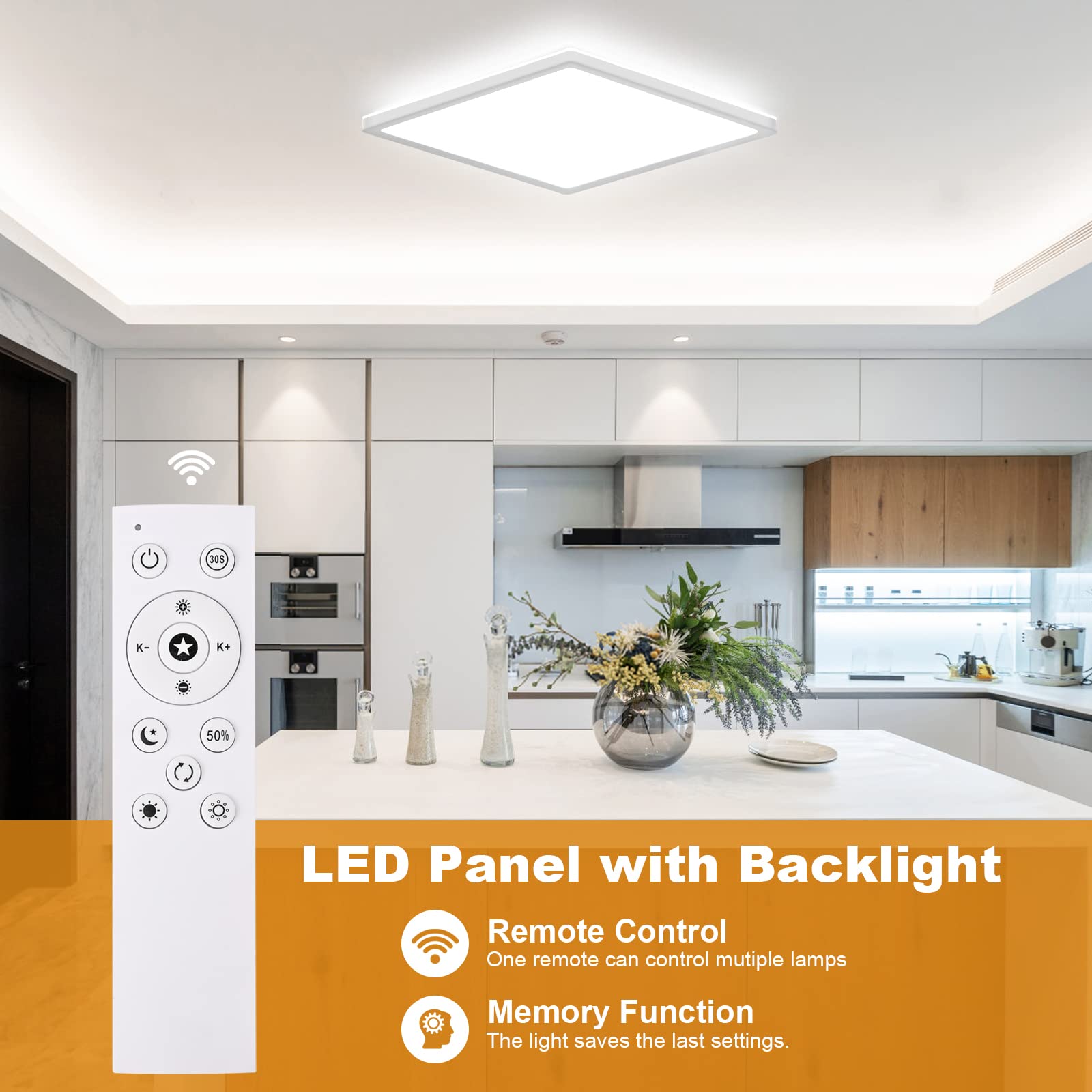 Plafoniera LED Dimmerabile LEZOE 60×20×2,9 Cm – 24W 3000LM – 2700K-6500K – Con Telecomando E Retroilluminazione