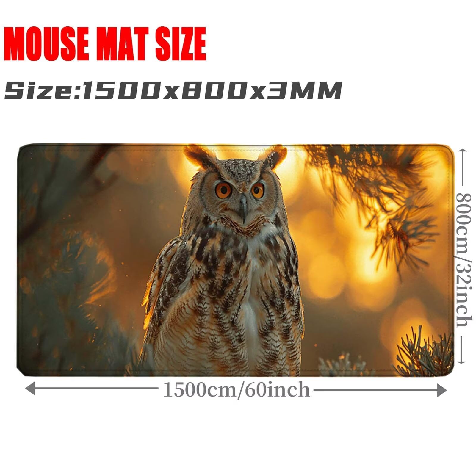 Amarillo Alfombrilla Ratón BúHo Alfombrilla Gaming XXL (1500x800x3MM), Impermeable Mouse Pad con Bordes Cosidos, Tapete Escritorio con Base de Goma Antideslizante para Gaming, PC, Oficina -zzg25054Z