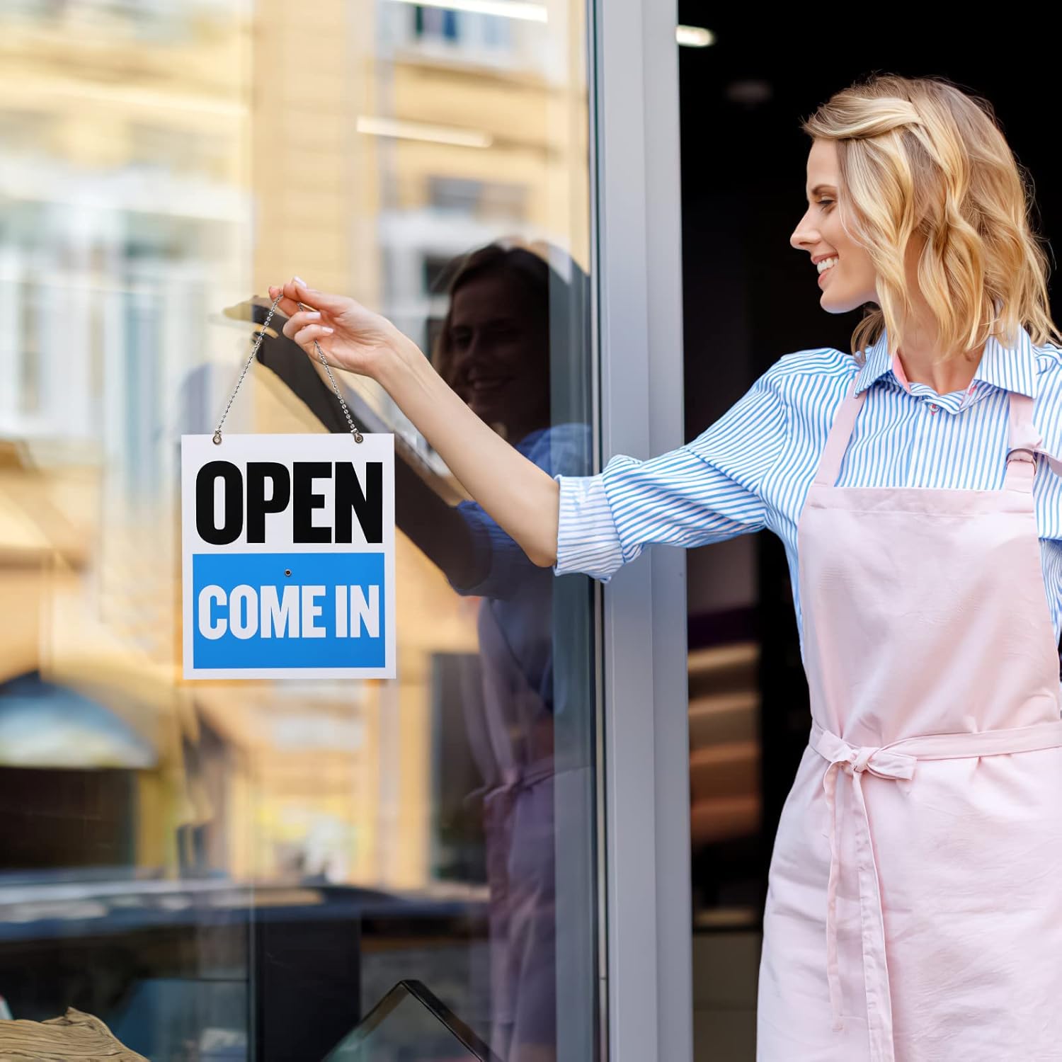 Ipetboom 1Pc Double-Sided Open/Come in/Will Return Sign with Clock Hands, Be Back Clock Sign Open and Closed Door Sign Door Pendant for Store Mall Shop Office : Office Products