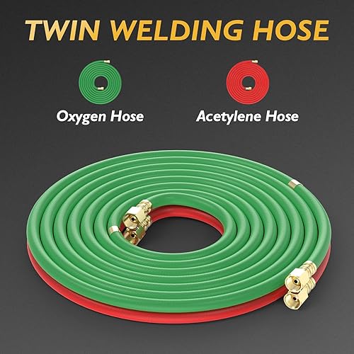 Miniatura 5 de TOOLIOM Kit de antorcha de oxígeno y acetileno, juego de soplete de soldadura de corte de gas, herramientas de soldador con calibradores