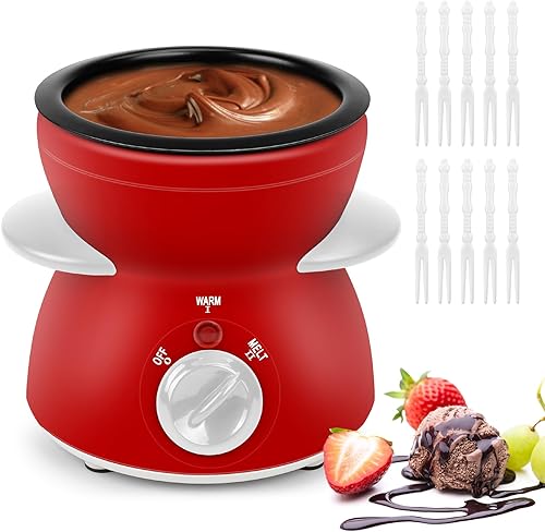Mini olla para fundir chocolate, fuente de fondue de chocolate, máquina calentadora de 8.79 onzas para chocolate con leche, queso, mantequilla,