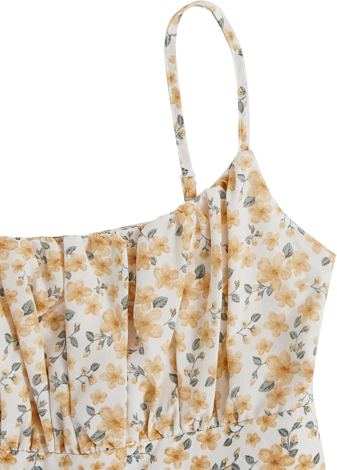 COZYEASE Girls' Floral Print Ruched Bust Ruffle Hem Sleeveless High Waist Cami Dress Boho Short Dresses - Image 4