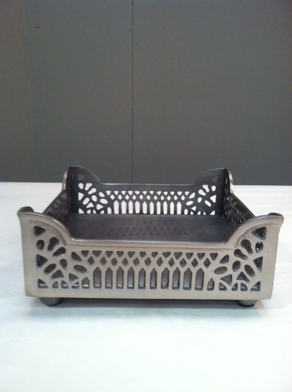 Zodax Fret Motif Antique Pewter Cocktail Napkin Holder