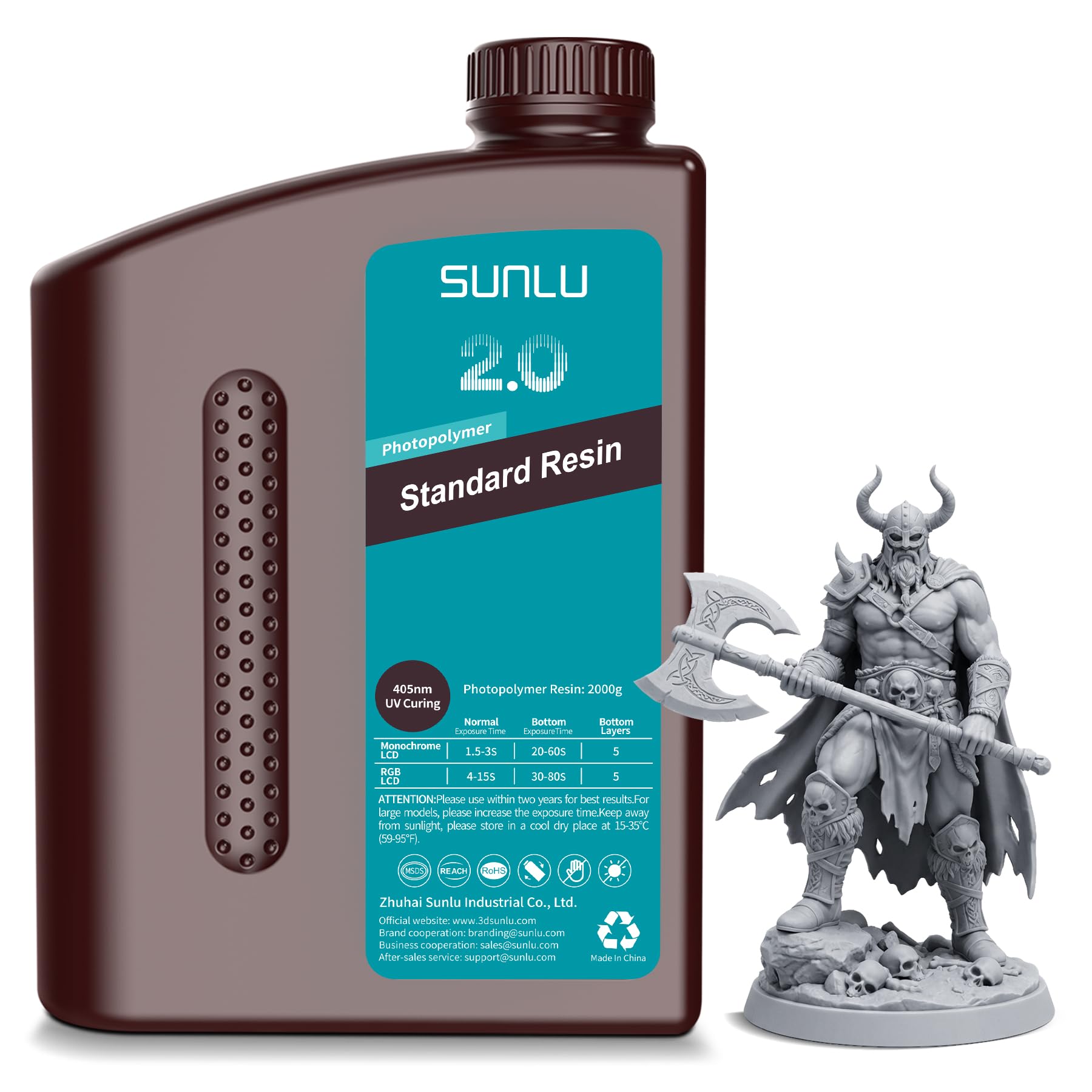 SUNLU - Upgraded 2kg Standard 2.0 3D Printer Resin, 405nm UV Curing Resin, Higher Accuracy, Higher Hardness, Grey 2000g-image-26