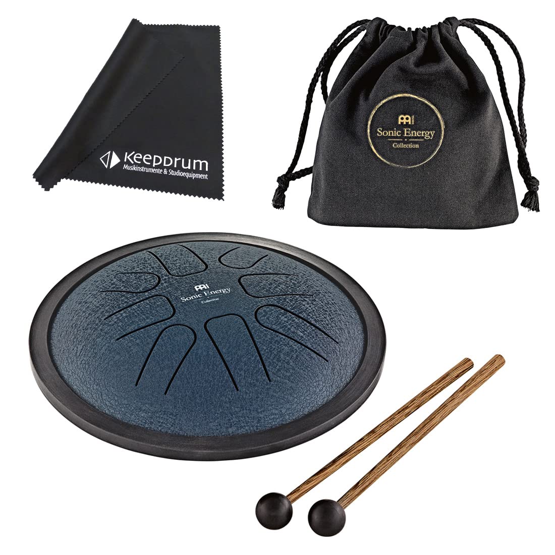 Meinl Sonic Energy SSTD2NB Small Tongue Drum + Keepdrum ściereczka z mikrofibry, czarna, szara, brązowa