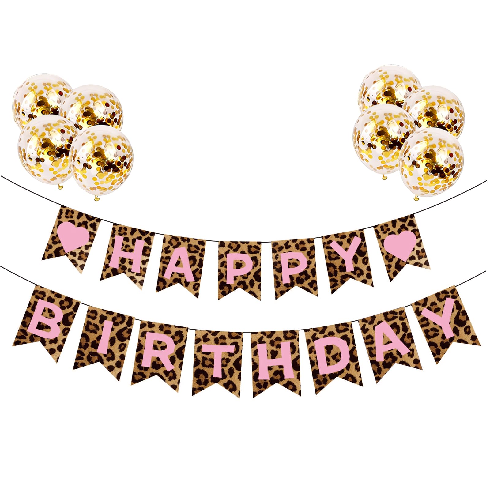 Décoration d'anniversaire pour femmes avec bannière Happy Birthday léopard facile