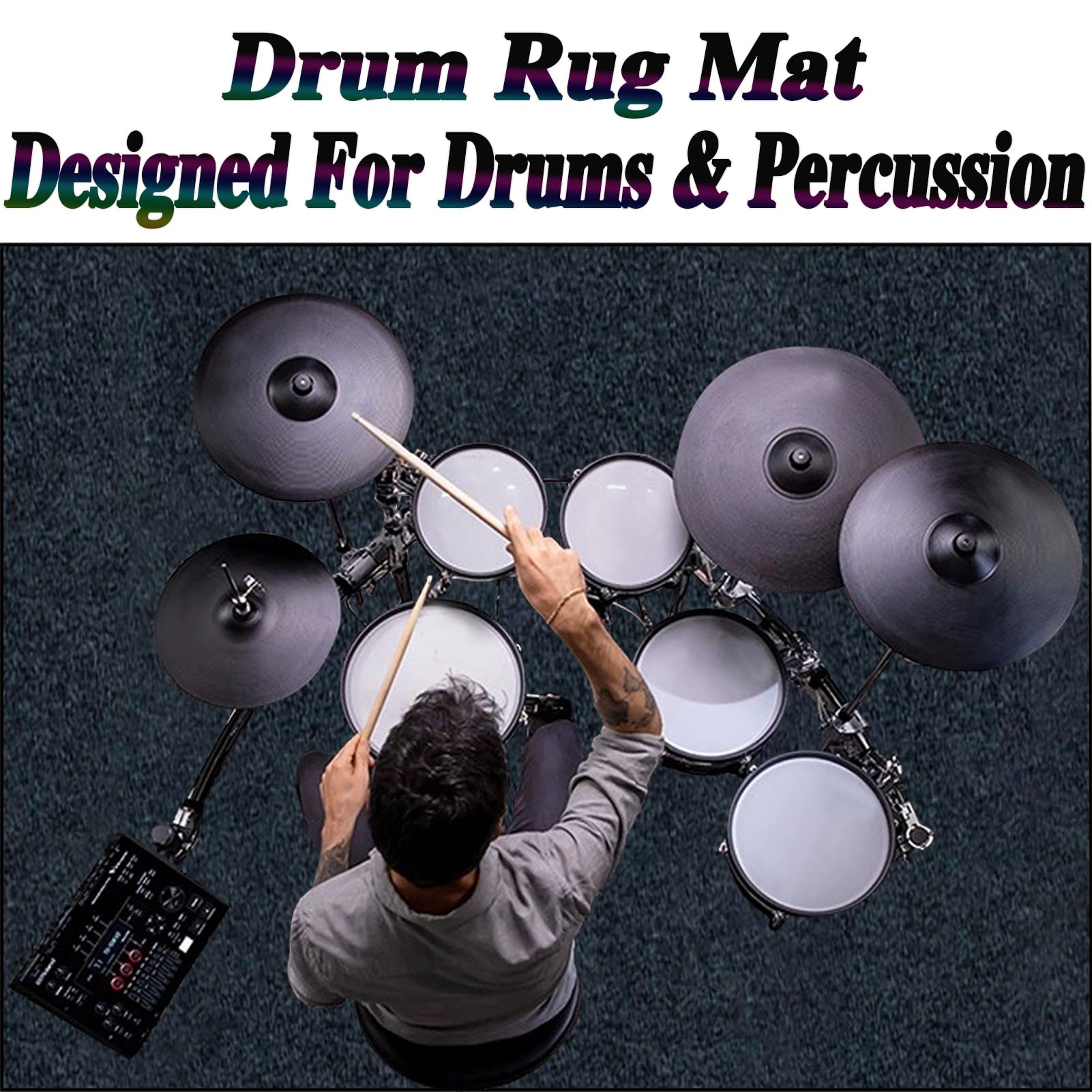 Schlagzeugteppich 160 x 140 cm Schallschutz Teppich Drum-Teppich Schallschutzmatte Professionelle Drum Teppich Musikinstrumente Bodenmatte rutschfest Schlagzeugteppiche Trommelteppich