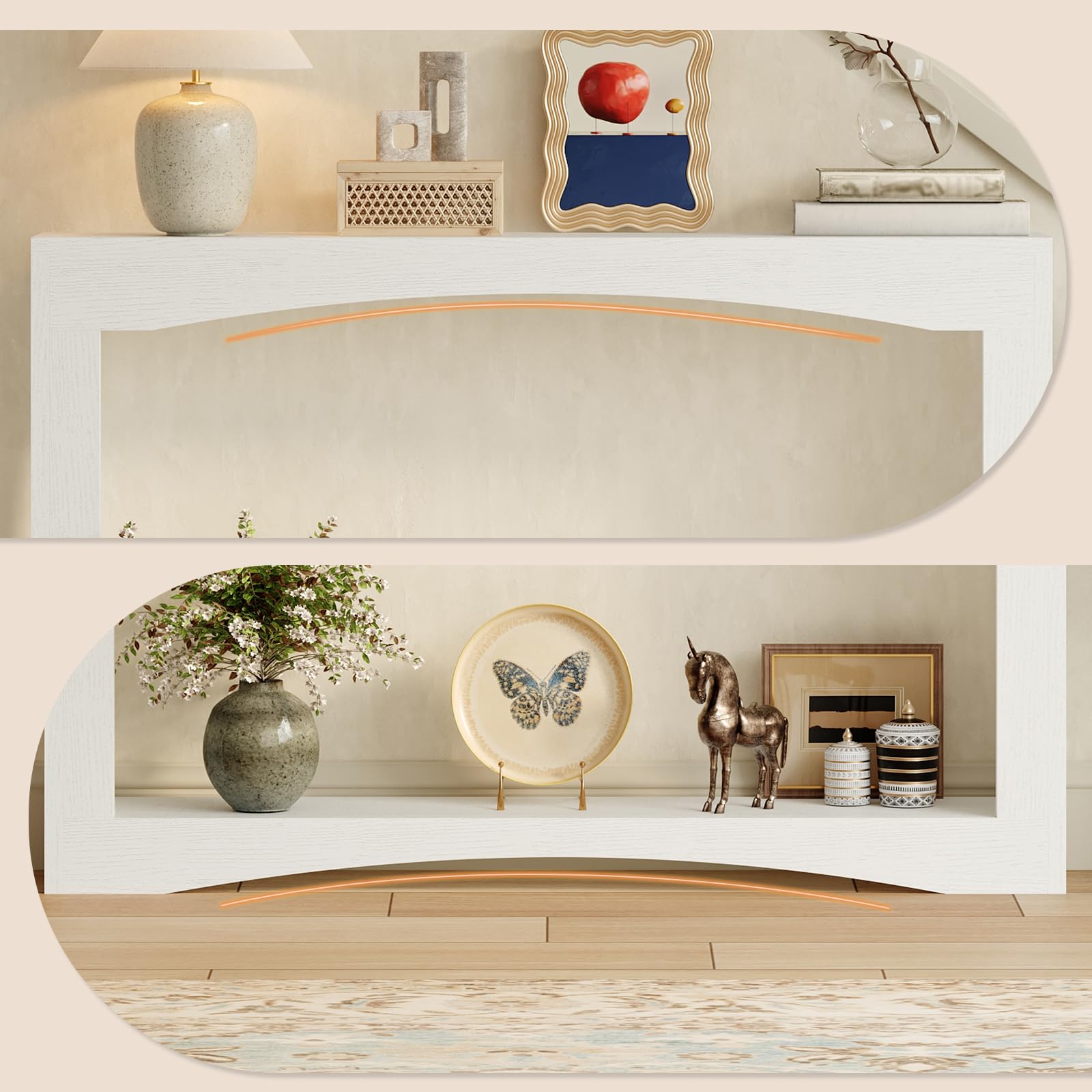 YATINEY Table Console Étroite Longueur 100 cm, Bout de Canapé Ultra-Fin, Table Décorative Rustique en Bois, avec Rangement, pour Salon, Couloir, Entrée, Blanc XCT19WT
