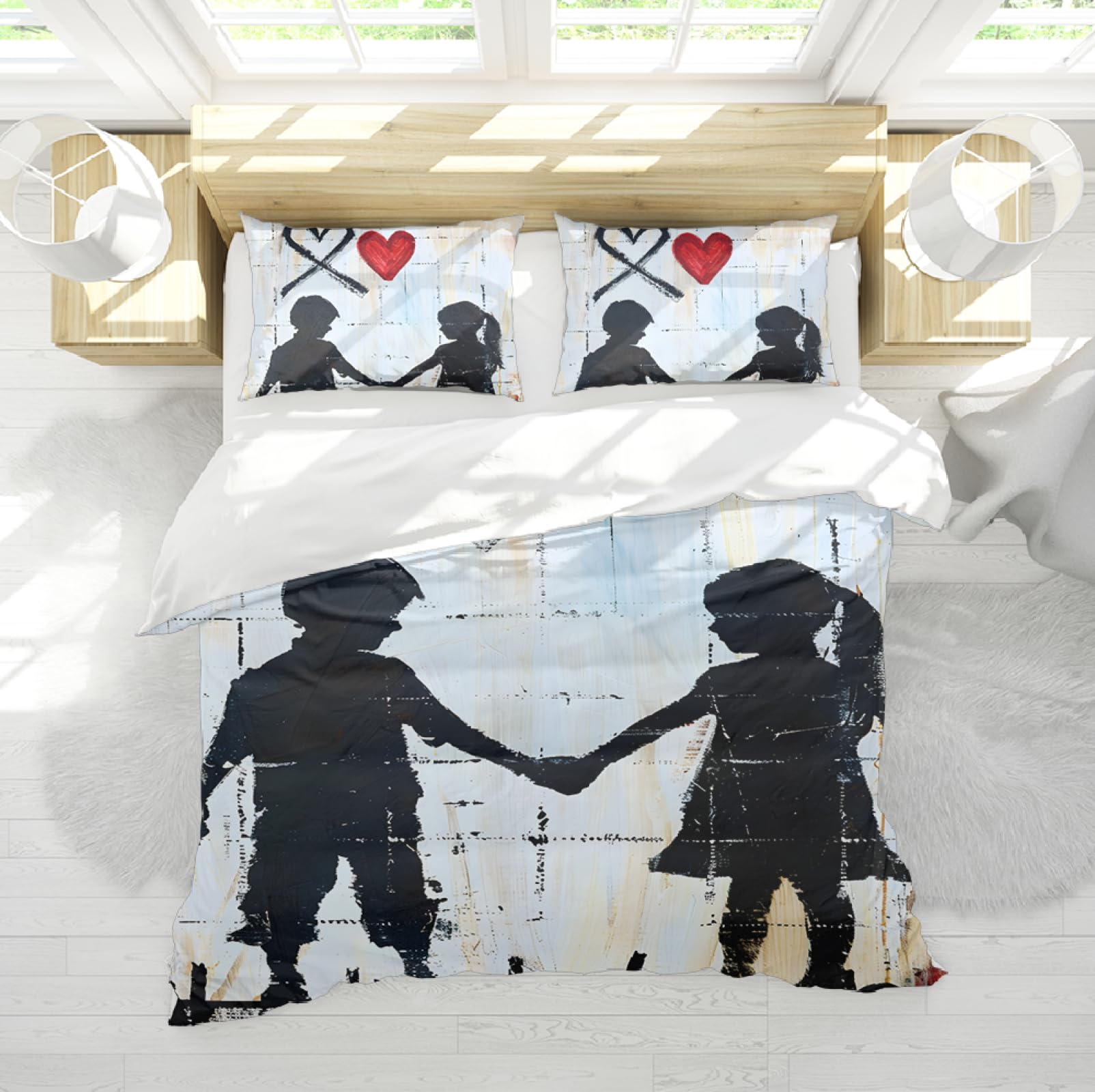 Housse de couette enfants anti-plis en microfibre 135x200 parure de lit facile à laver