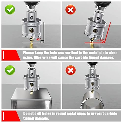 Miniatura 5 de TCT - Sierra perforadora de carburo de 1-38 pulgadas (1.378 in) para metal duro, cortador de agujeros con punta de carburo de tungsteno con broca