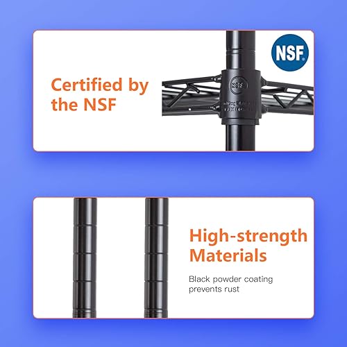 Vista 121 de FDW - Estantería metálica : 6 estantes de alambre de acero resistente ajustables, con ruedas, 48 pulgadas (L) x 18 pulgadas (An) x 76 pulgadas (A)