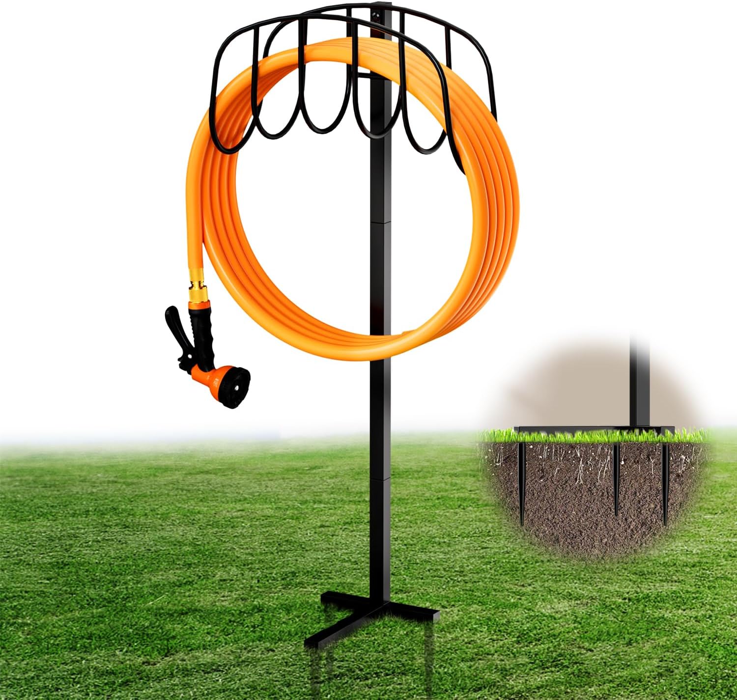Hongmai Garden Hose Holder Freestanding, Heavy Duty Water Hose Hanger