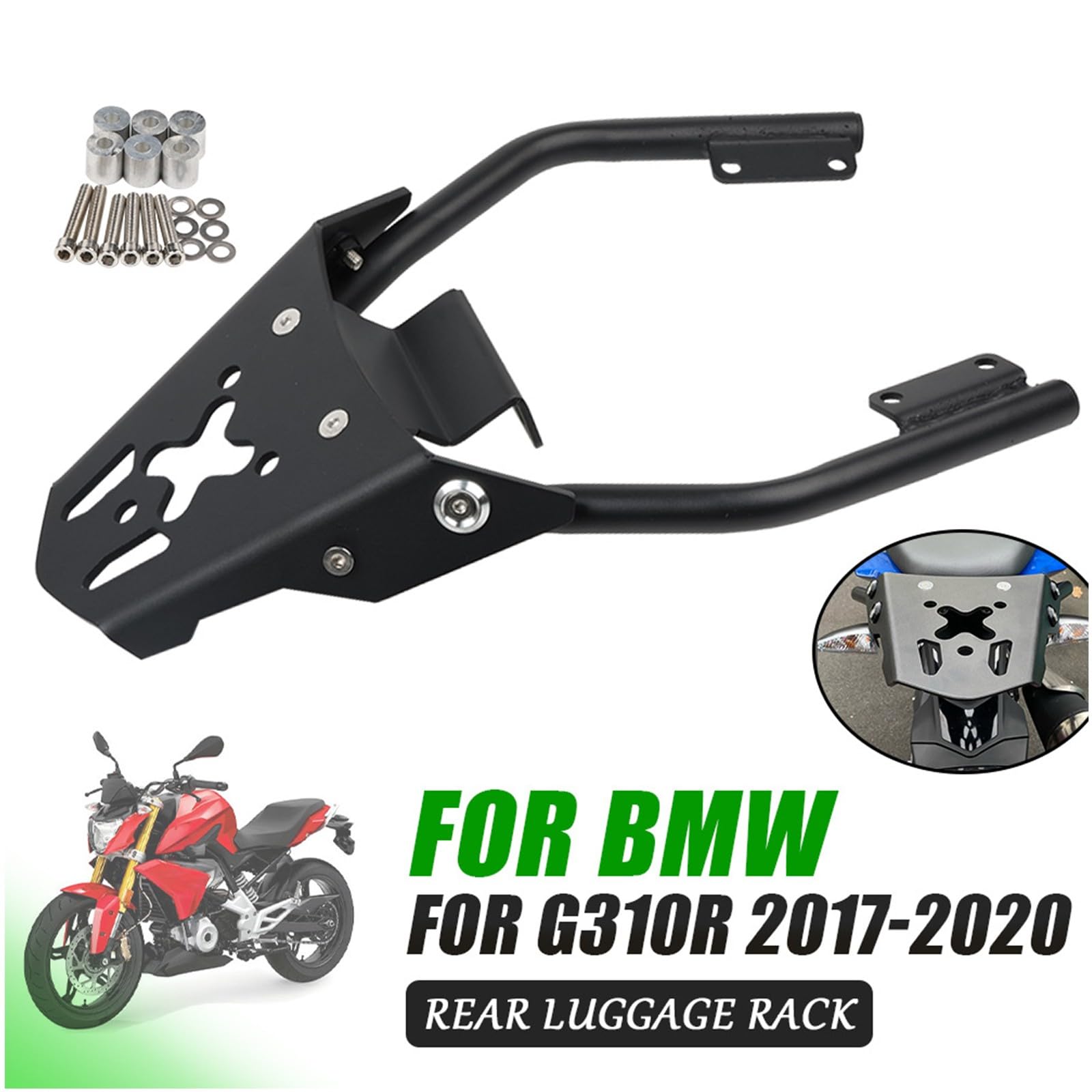 Portapacchi da viaggio moto portapacchi portapacchi posteriore porta baule portabici in metallo lega di alluminio CNC pratico accessorio moto per BMW G310R 2016-2024