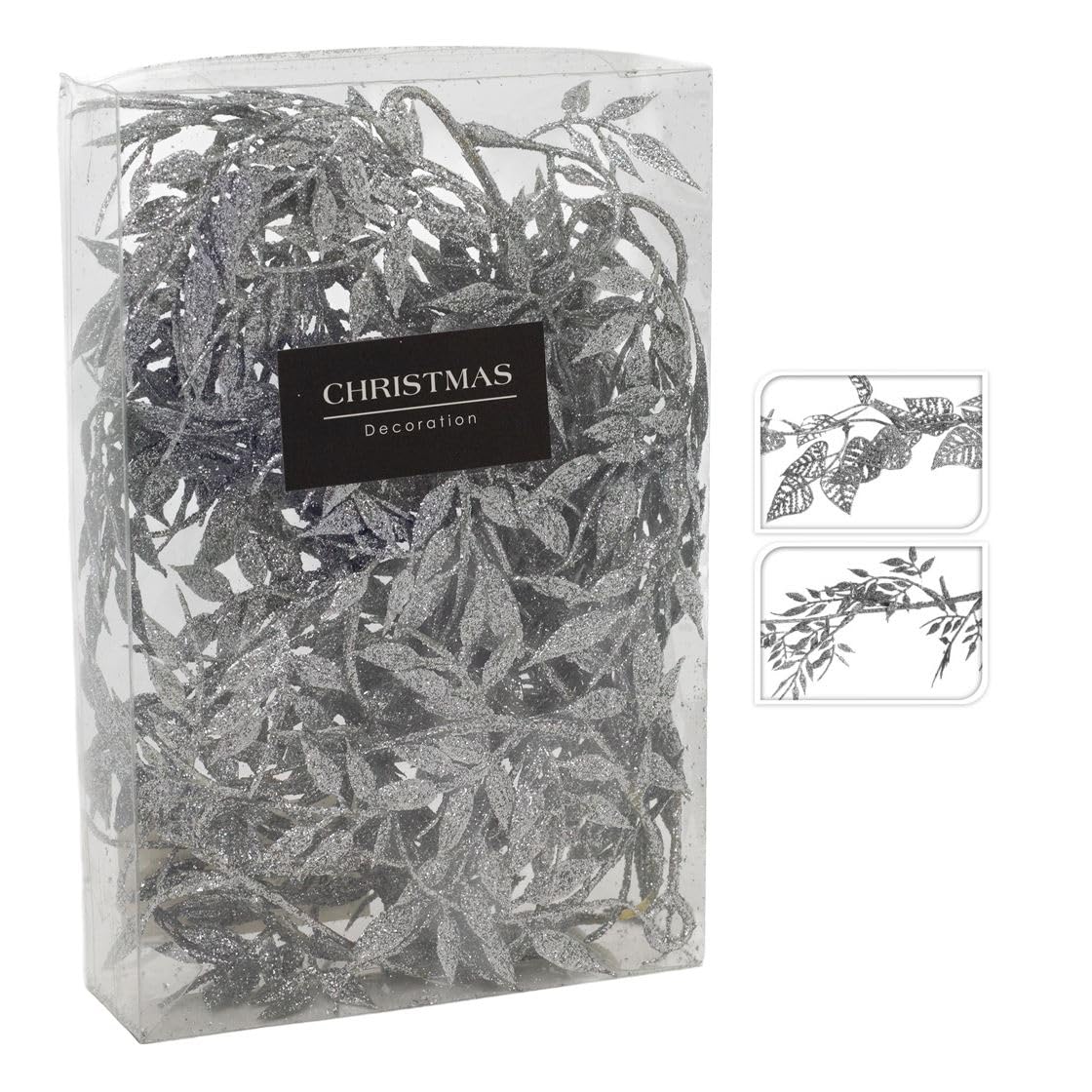 Carousel Home Silver Leaf Christmas Garland | Artificial Vine for Tree, Mantle or Party Decor - 180cm ~ Design Varies