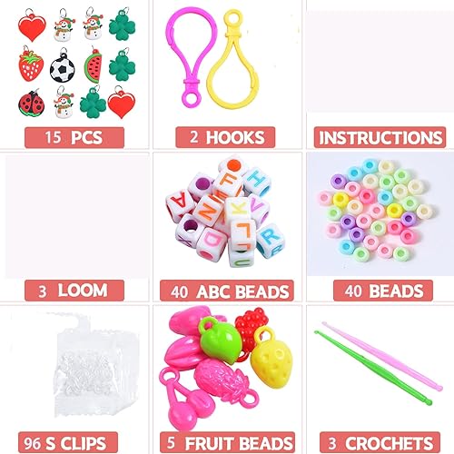 Miniatura 2 de Kit de pulsera de banda de goma, kit de fabricación de pulseras de telar para niños, juego de telar de repuesto de bandas de goma, kit de bandas de