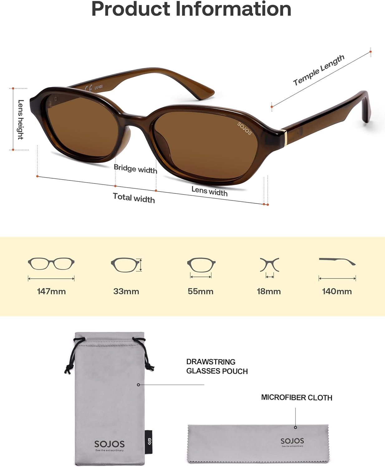 SOJOS Retro Rectangle Polarized Sunglasses for Women Men Trendy Hexagon Narrow Chic Y2K Sunnies SJ2629 - Image 5