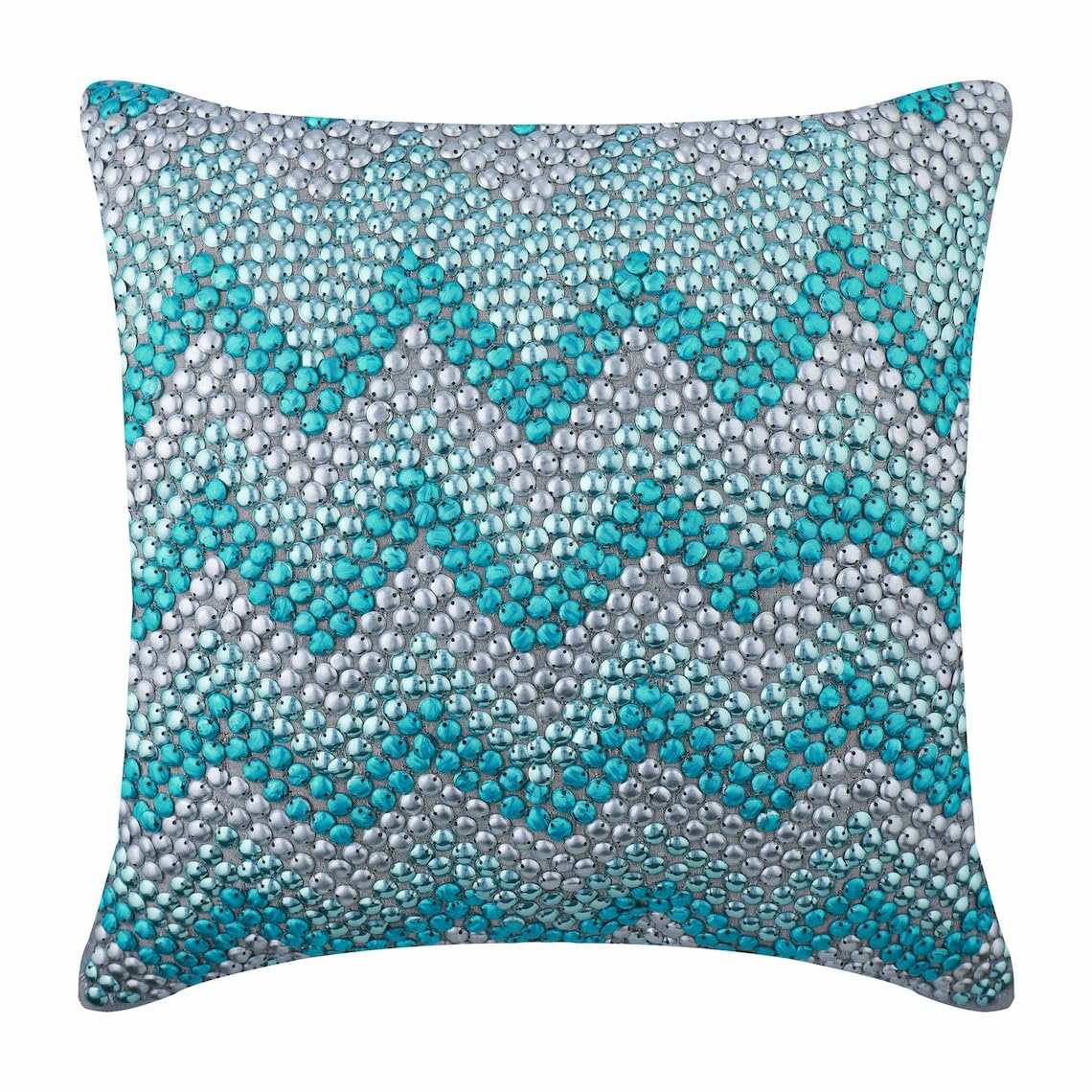 The HomeCentric Decorative Cushion Covers Pack of 2, 50x50 cm (20"x20") Blue, Silk Throw Cushion Covers, Cushion Covers, Chevron Pillow Covers, Modern Pillow Covers 50X50 - Turquoise Run