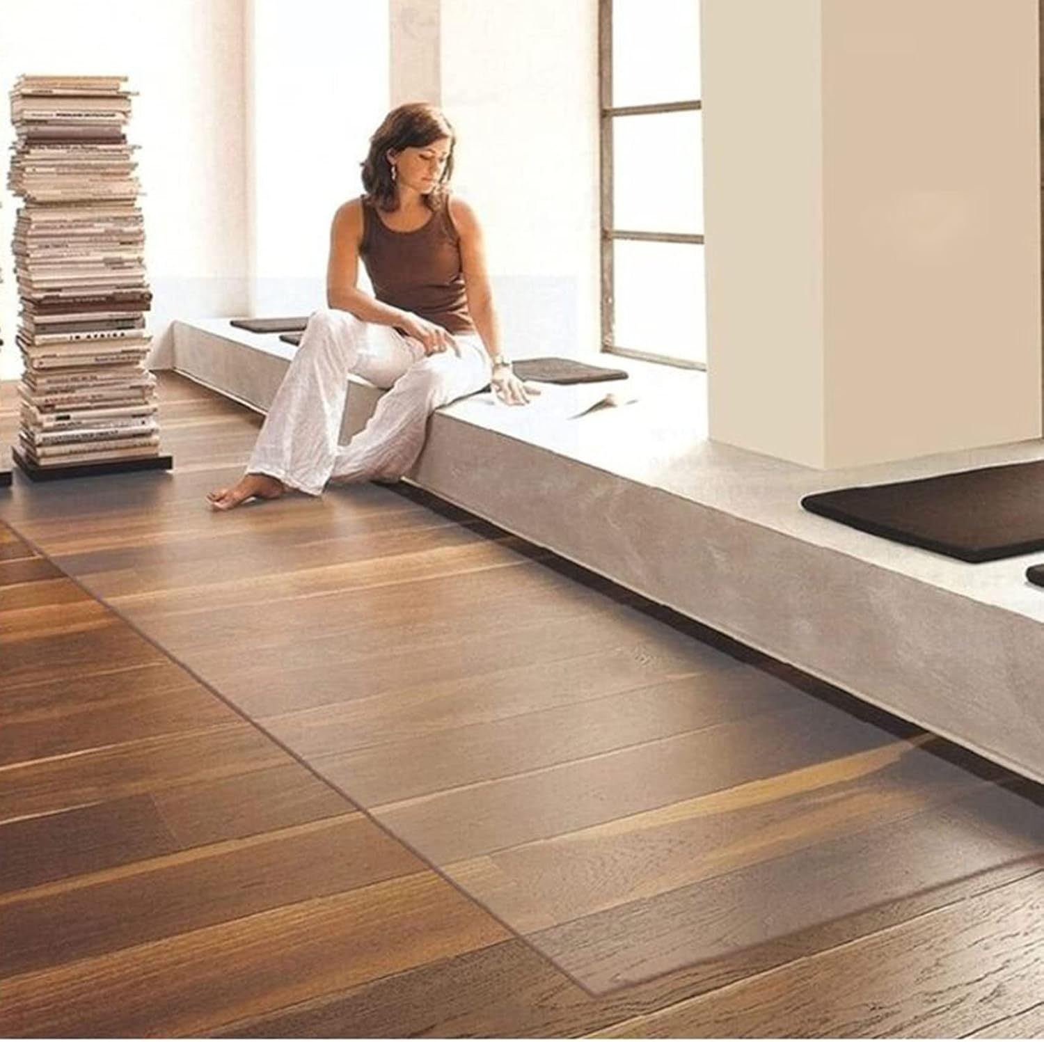 Transparent Chair Mat Transparent PVC Floor Protection Pad Door Mat for Hard Wood/Tile Floor, Extra Long Plastic Hallway Carpet Protector, Door Mats, Can Be Cut,1.5mm-95x135cm/37.4x53.1in