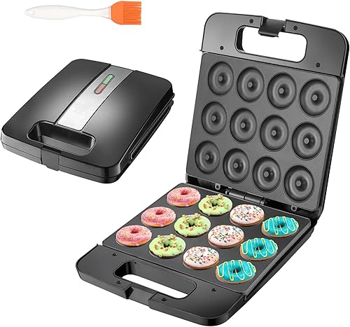 Nueva mini máquina para hacer donas, mini máquina para hacer panqueques para el desayuno, máquina antiadherente de doble cara para hacer 12 donas,