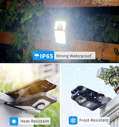 Miniatura 5 de sunlight encounter Luces solares con sensor de movimiento para exteriores, impermeables, con 90 LED y USB, paquete de 2 luces solares portátiles