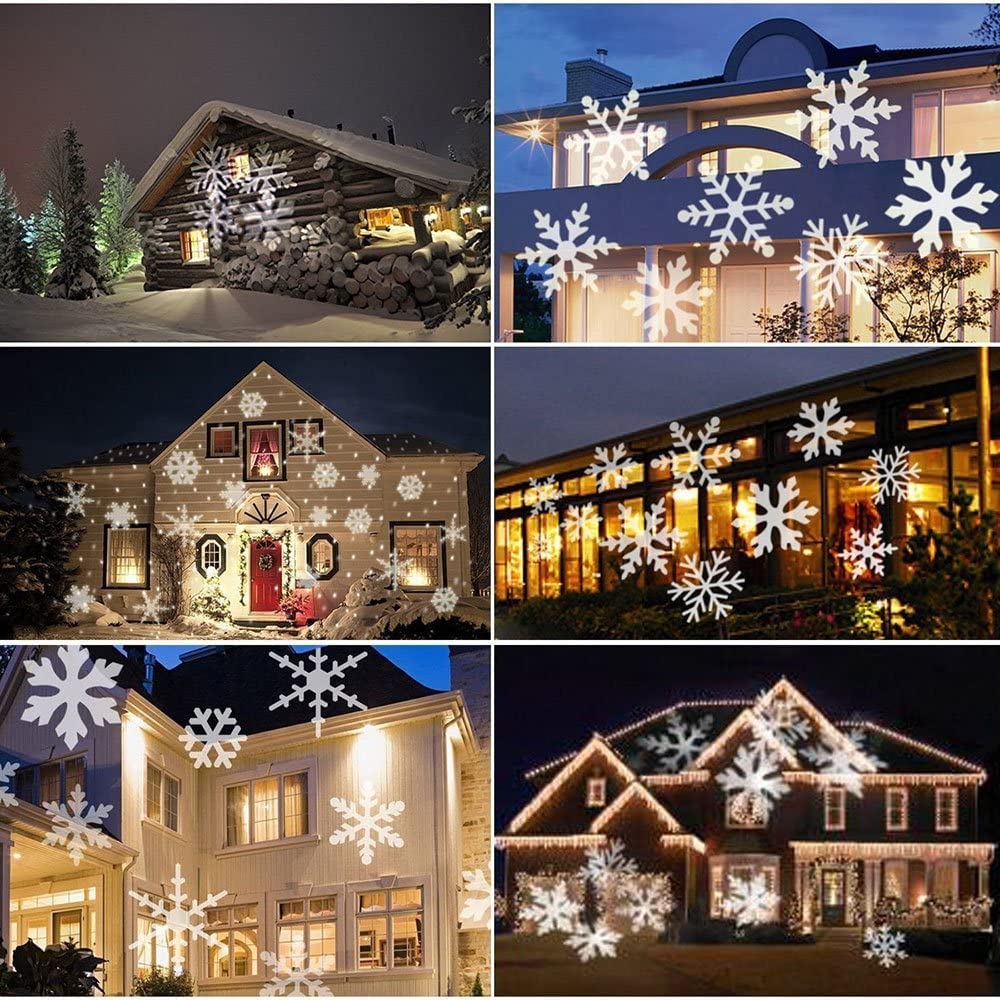 TEDD LED Projektor Weihnachten Schneeflocken Lampe Wasserdicht Projektionslampe für Innen und Aussen Dekoration Weihnachts Party Hochzeit Garten Bar (Weiß)