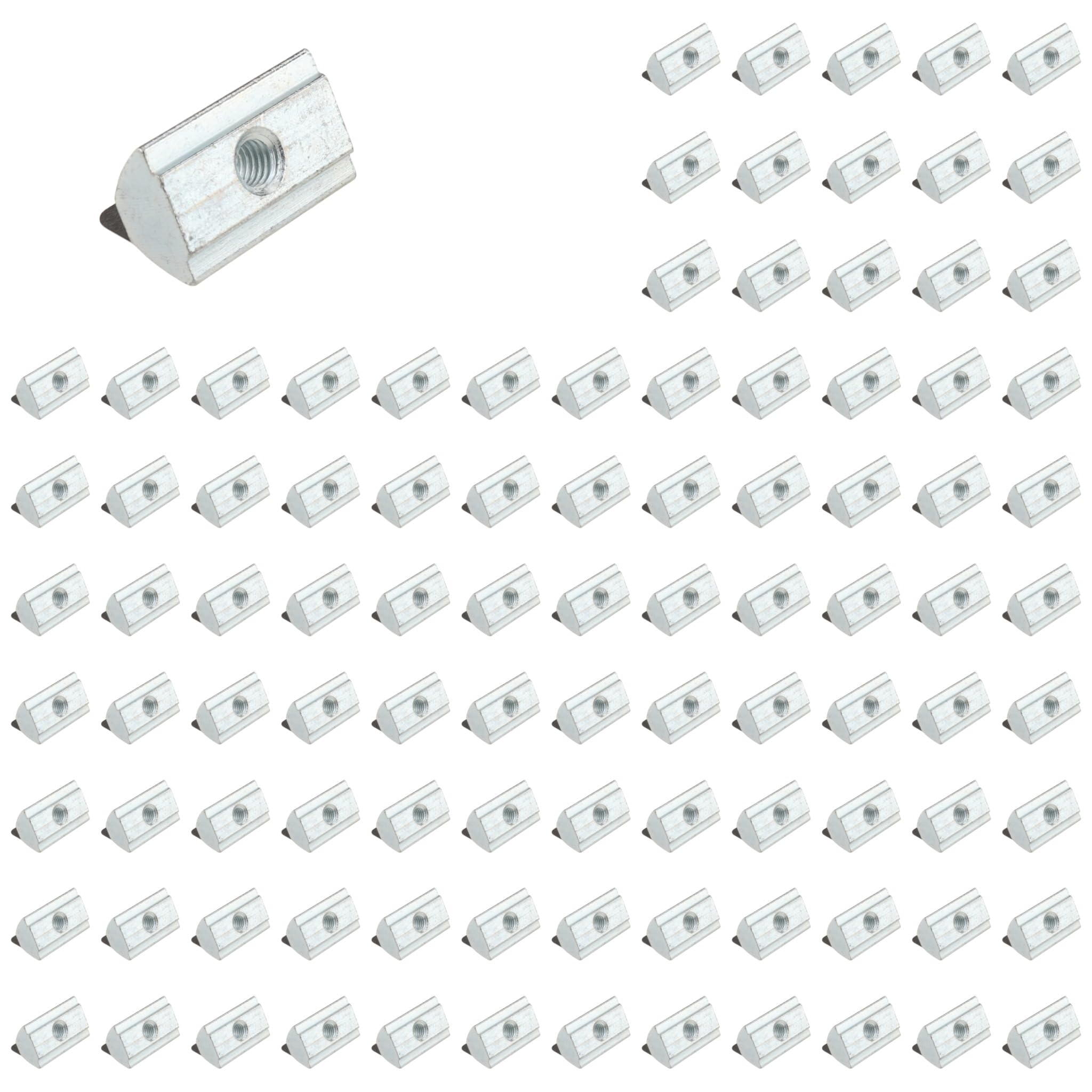 100x, Nutenstein M5, Nut 8, mit Steg und Federblech, Stahl, verzinkt