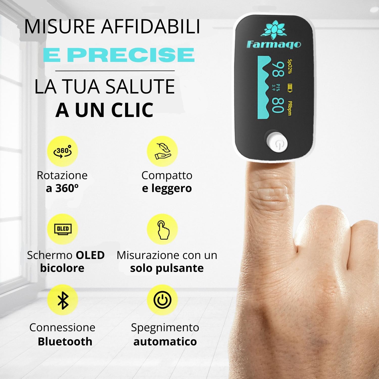 Pulsossimetro Display Oled Con Forma D'onda Pulsossimetro Da Dito - Foto 6