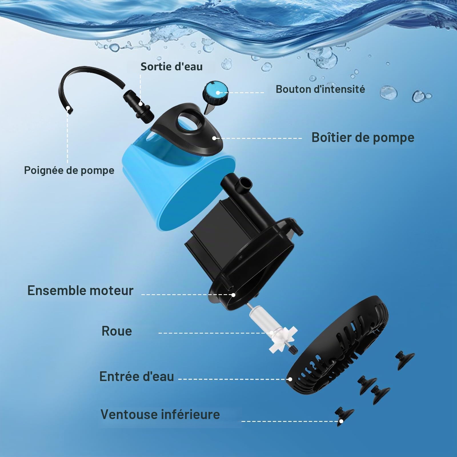 Pompe à Eau Submersible 25W 1500L/H Pompe d'aquarium, Pompe Submersible, Ultra Silencieuse Pompe de Fontaine, Pompes à Eau pour Aquarium, Bassin, Fontaine, Hydroponique