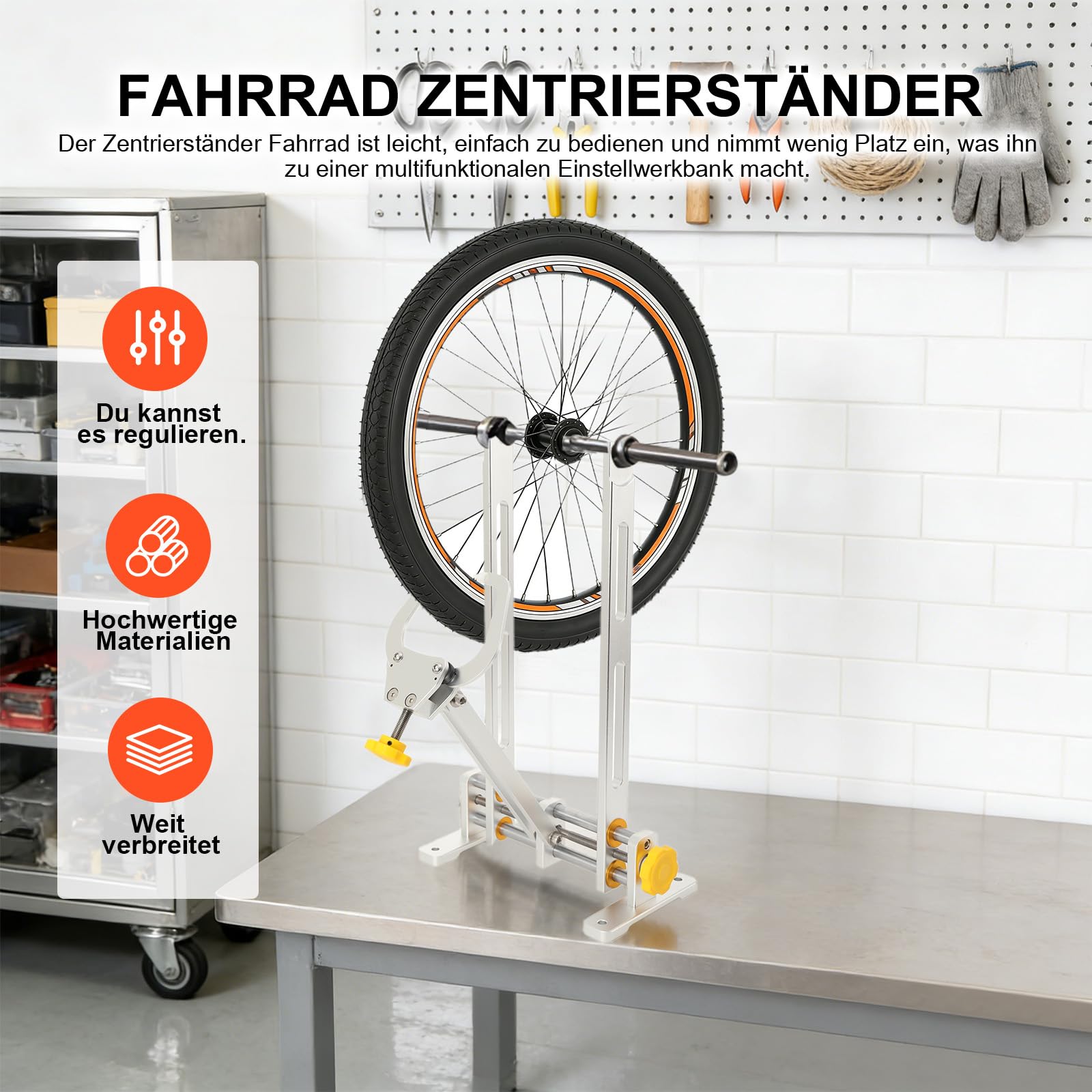 LALABU Fahrrad Zentrierständer, Zentralständer Fahrrad Einstellbare 10-29 zoll Durchmesser, Montageständer Geeignet für Mountainbikes, Fahrräder, Rennräder,Radbreite aufnehmen: 46-195mm