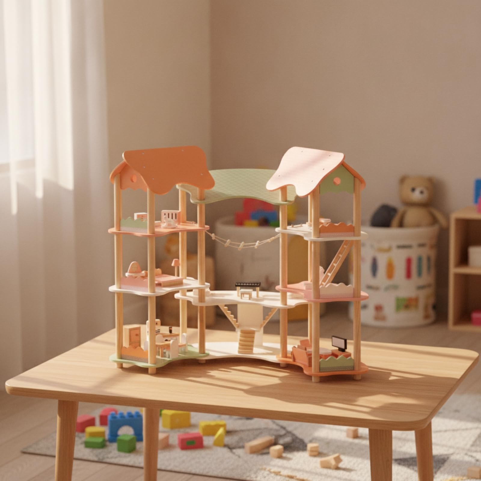 Casa Delle Bambole con Stanze Spaziosa | Colori tinte pastose Delicati, Sicura, Casa Delle Bambole con, per Cameretta, Bambine