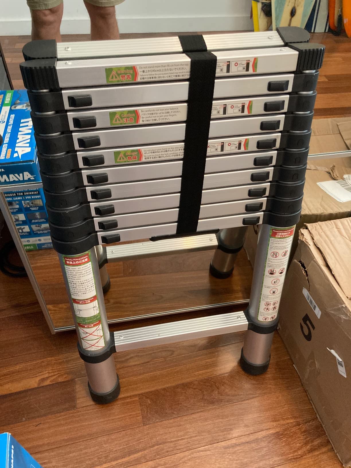 Échelle Télescopique Bm Tools 3.8m En Alu Avec Stabilisateur - Charge 150kg photo review