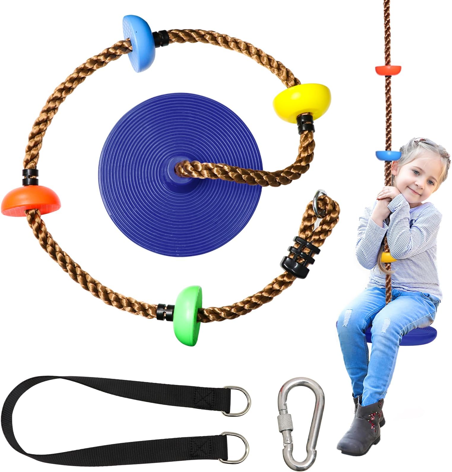 CEWROM Tellerschaukel Mit Kletterseil – Für Kinder & Erwachsene Bis 150 Kg, Outdoor & Indoor