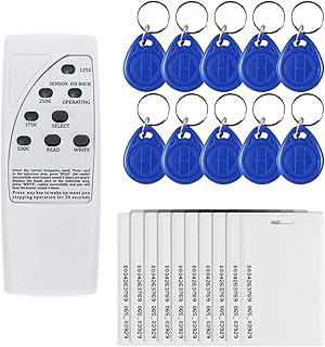 Handheld RFID ID Card Copier, 125kHz EM4305 RFID Proximity ID Card Reader/Writer/Duplicator, 10Pcs Writable 125kHz RFID Key Fob+10Pcs Contactless 125kHz RFID Proximity Smart Card
