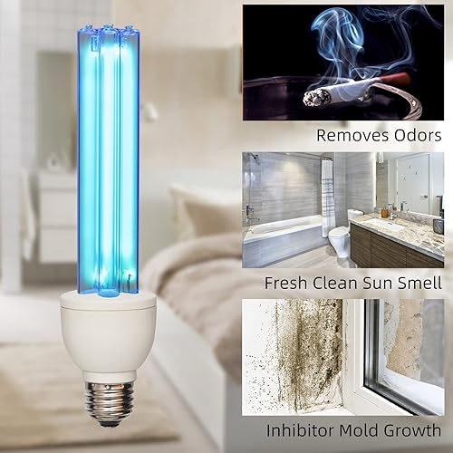 Miniatura 4 de BAIMNOCM Bombilla UV sin ozono, lámpara UVC de 25 vatios, 254 nm longitud de tejido UV-C lámpara E26 Base 4 unidades