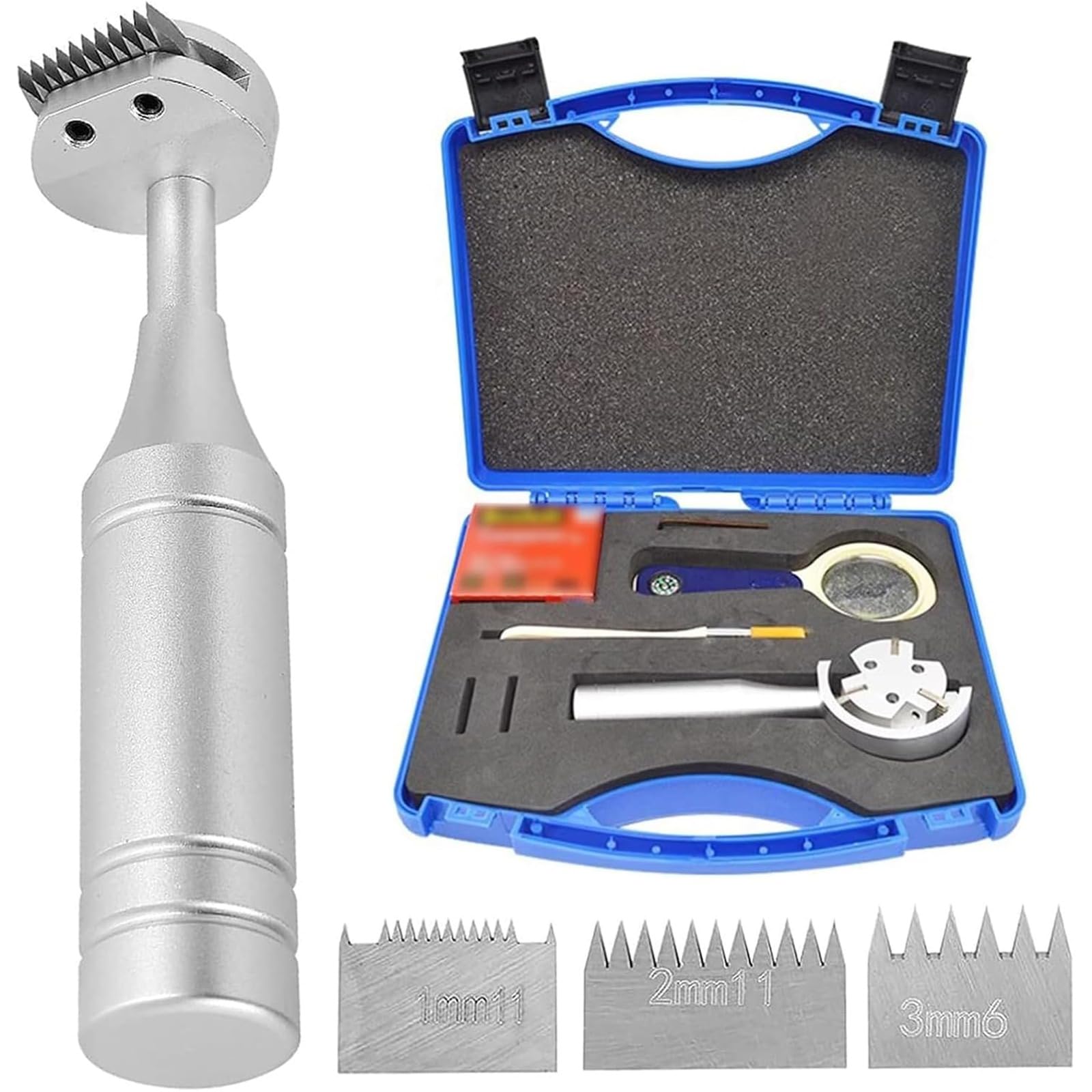 Cross-Cut Tester Kit - Adhesion Tester with Blades, Magnifier, Brush, Tape, and Paint Film Scriber in Plastic Packing Box for Coating Evaluation and Construction Projects