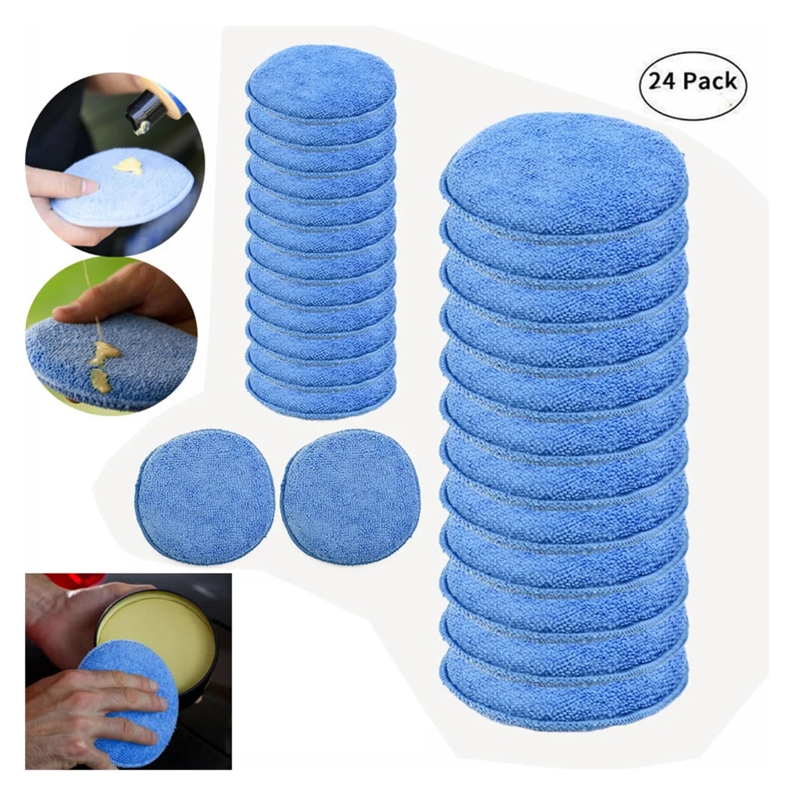 24-teiliges Autowachs-Polierset mit 12,7 cm (5 Zoll) Reinigungspads aus Mikrofaser zur Staubentfernung und Autopflege