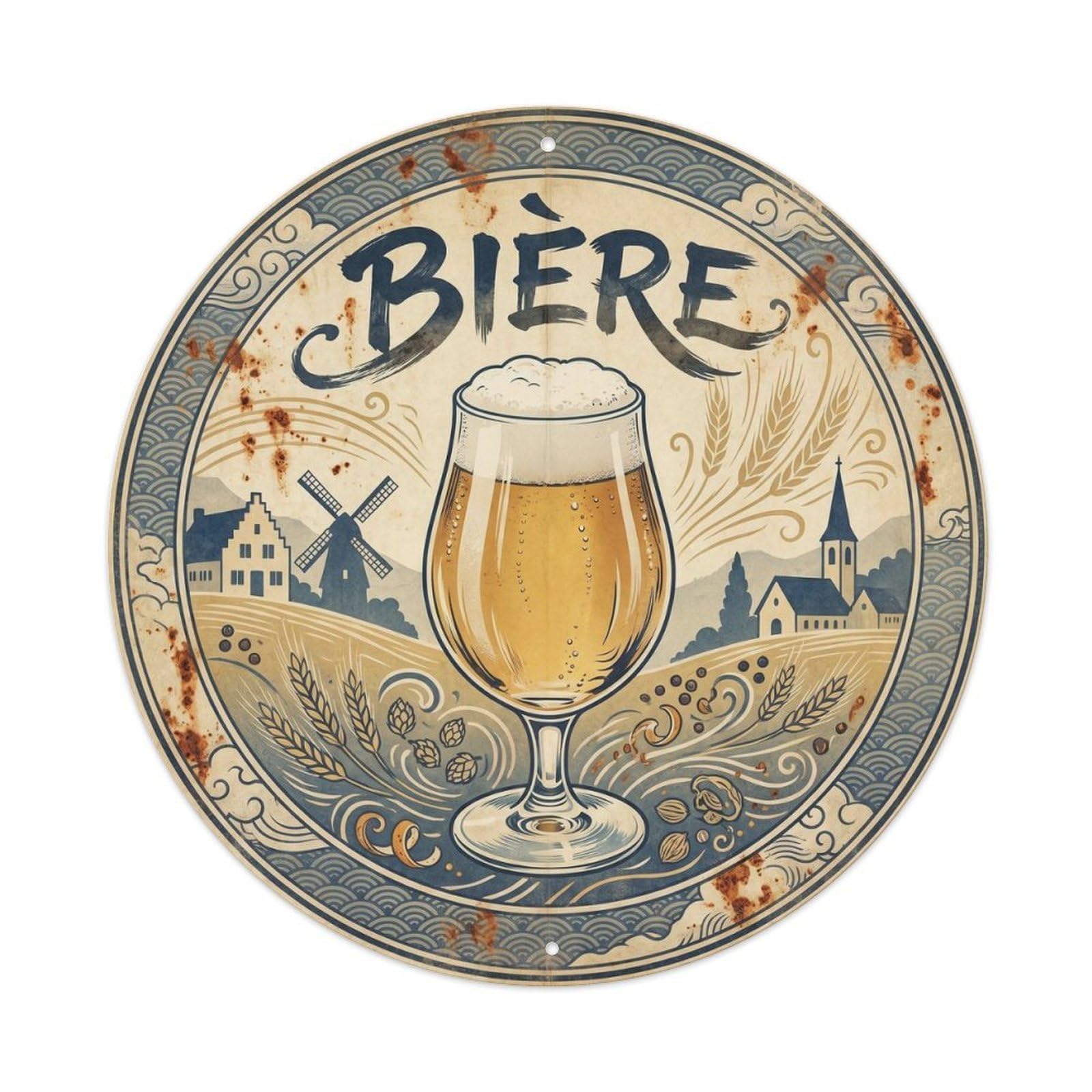 Beer Brew House Belgian Lager Mug Classic Woodblock Metal Tin Sign