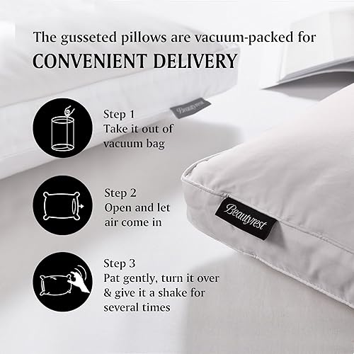 Miniatura 2 de Beautyrest Microfibra de firmeza media de 2 pulgadas paquete de 2 almohadas de cama estándar blanco 2 unidades