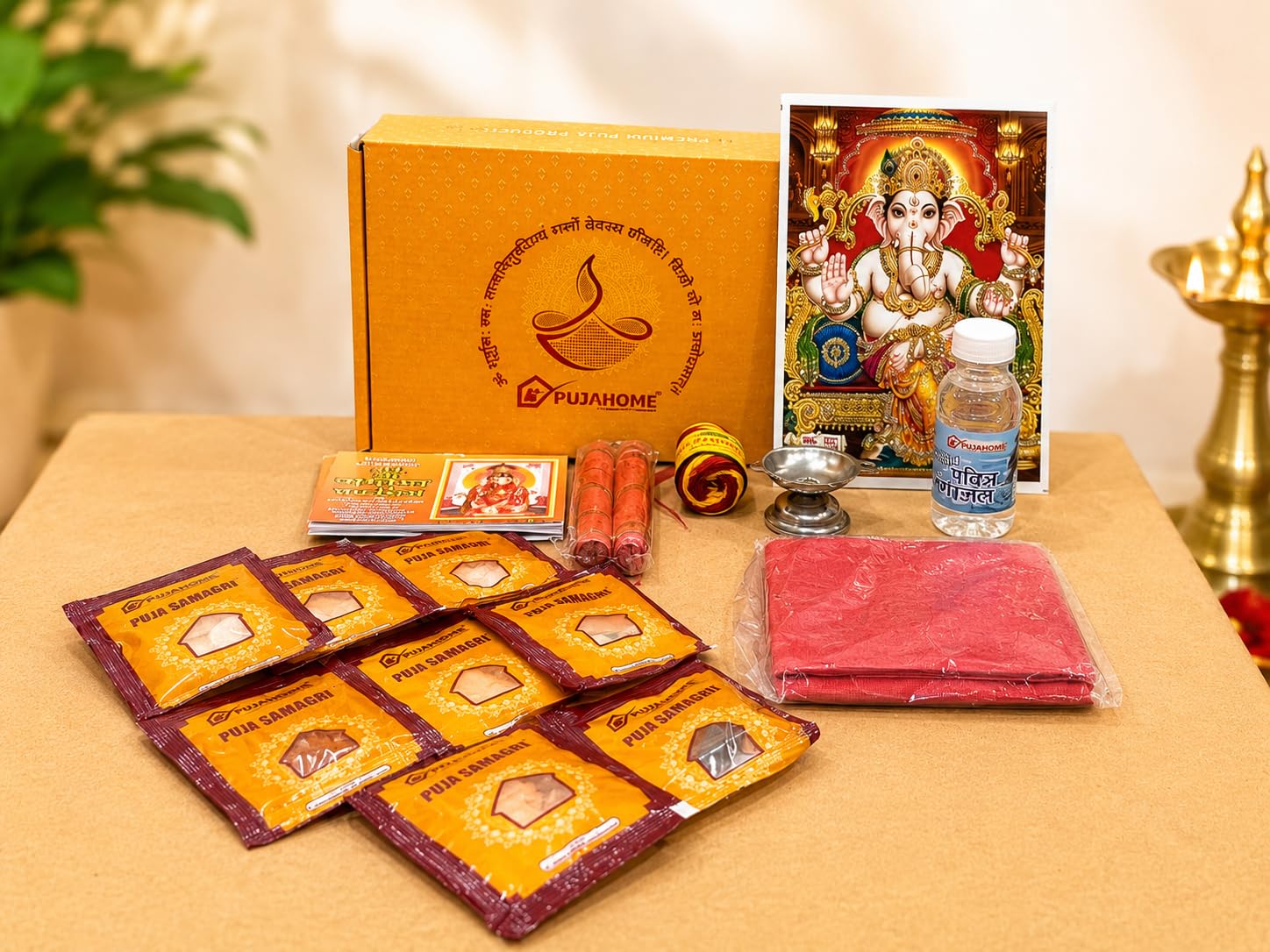 Ganesh Puja Samagri Kit – 18 Essential Pooja Items for Ganpati Puja | Complete Ganesh Chaturthi Puja Kit with Natural & Traditional Materials for Home Temple