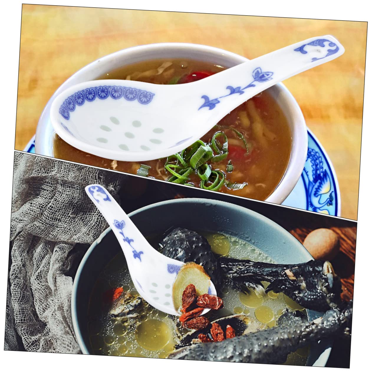 Cuillère à Soupe Ensemble 6 pièces en porcelaine bleue et blanche Céramique asiatique